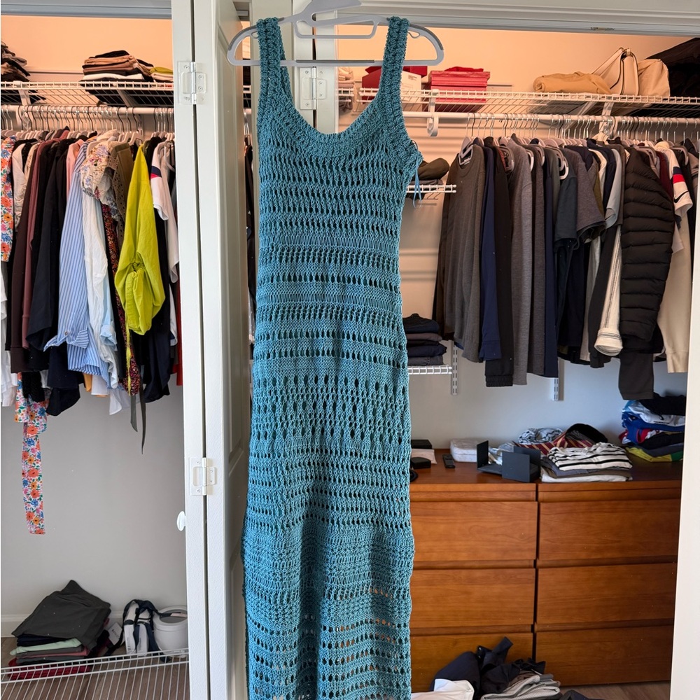 Vince Teal Crochet Dress